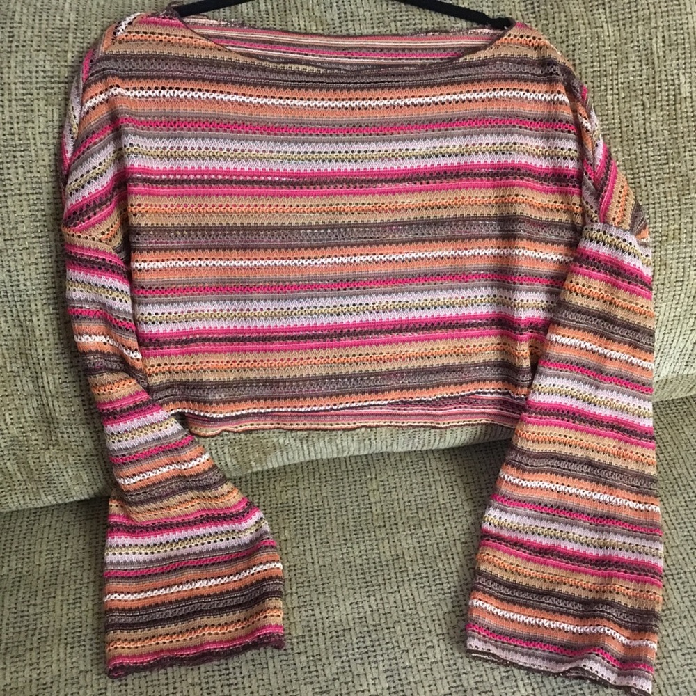 BOHO Knit Stripe Crop Top - Picture 2 of 3